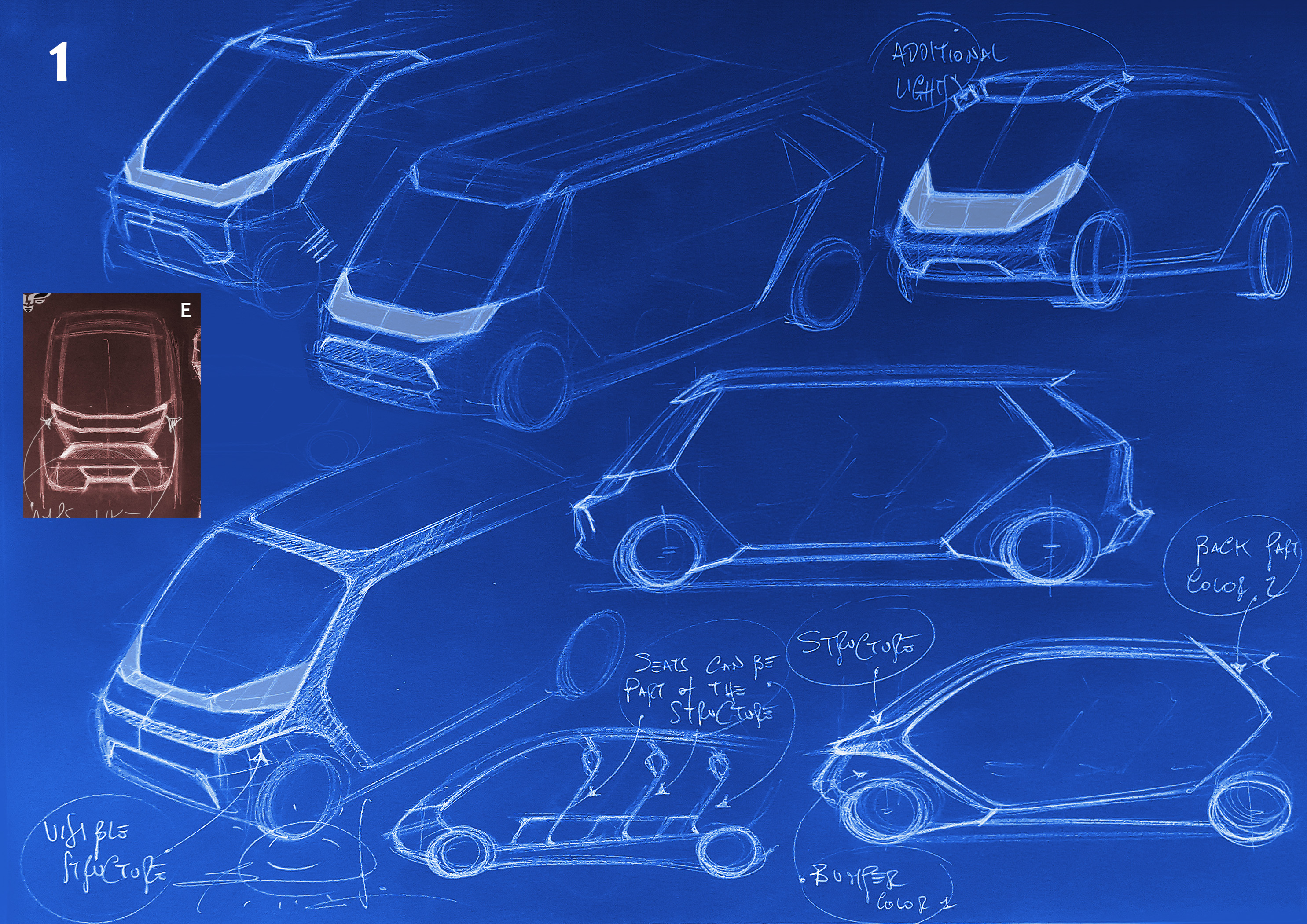 BeeMotors European vehicle design sketches